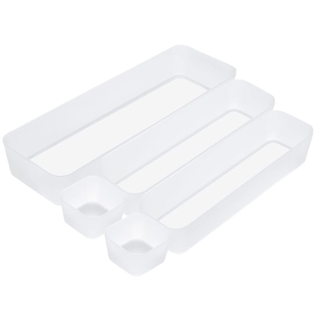 Drawer Organizer Tray Set: Plastic Flexible Drawer Tray Divider Storage Tray