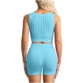 thumbnail image 4 of BLTIBY Workout Sets for Women 2 Piece Running Gym Outfits Breathable Summer High Waisted Biker Shorts with Yoga Sports Tank Top Light Blue Free Size, 4 of 4