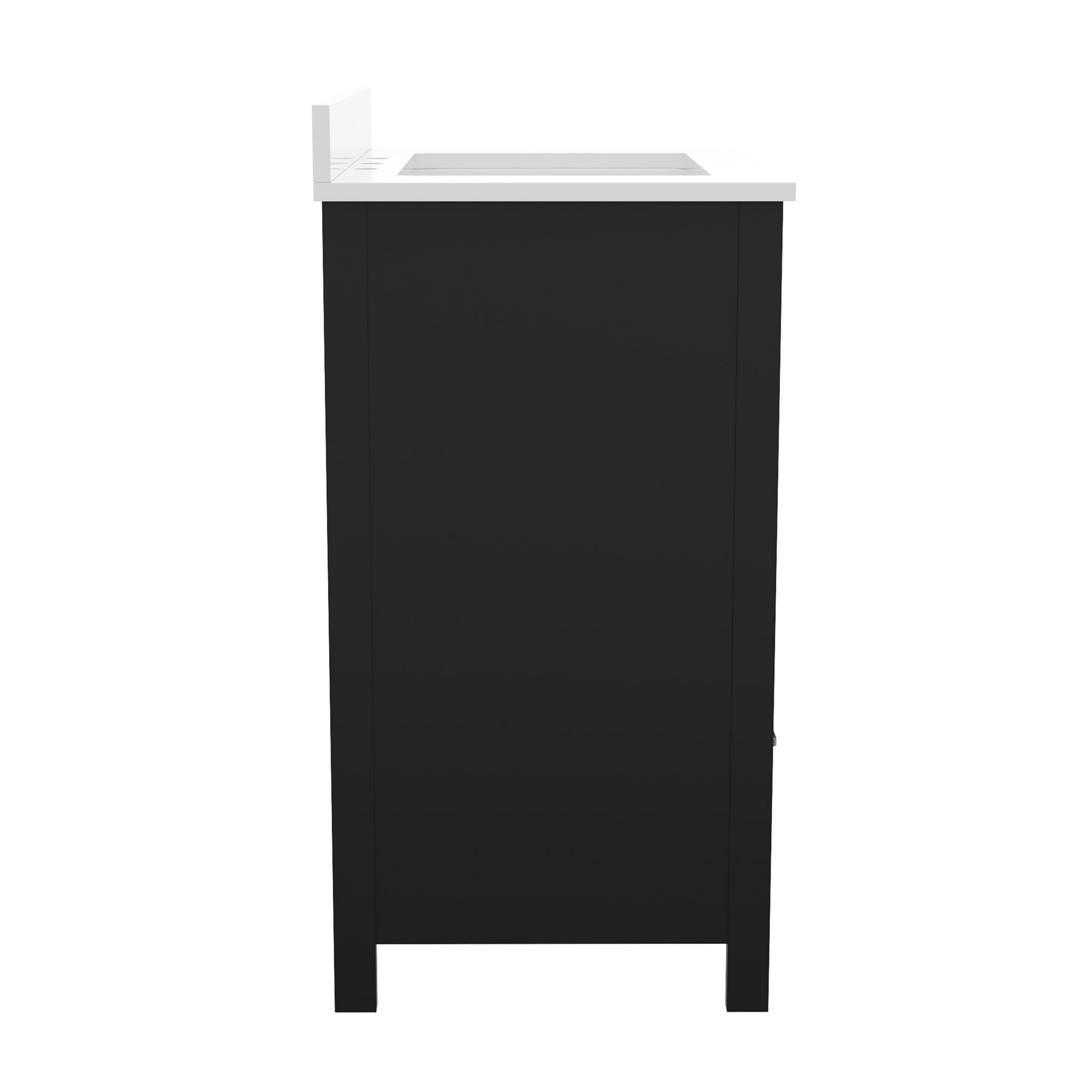 BizChair 30 Inch Bathroom Vanity with Sink, Storage Cabinet with Soft Close Doors and Bottom Drawer, Carrara Marble Finish Countertop, Black