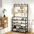 thumbnail image 2 of Cacagoo 5-Tier 69' Tier Dust-Proof Freestanding Shoe Rack, Space-Saving Organizer for Entryway, Closet, Bedroom - Black, 2 of 7