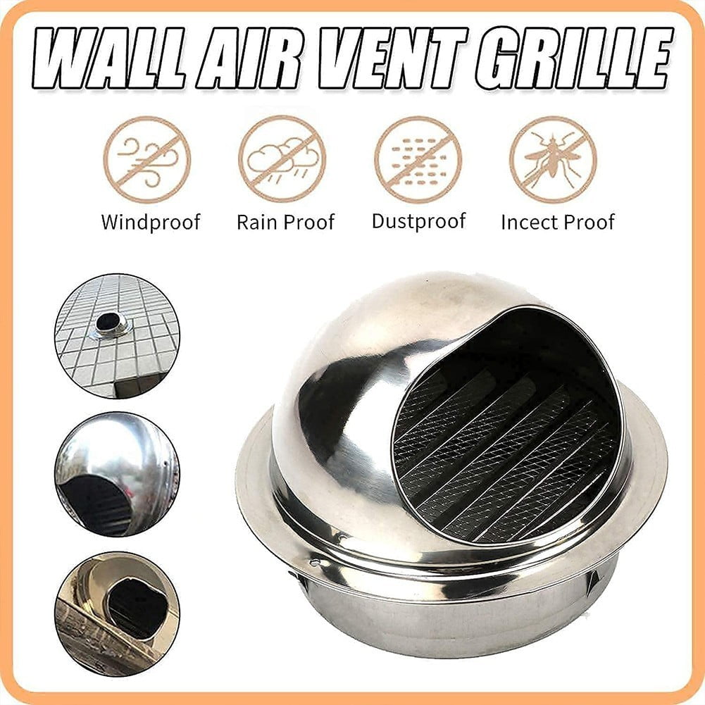 Sufanic Stainless Steel Round Brushed Bull Nosed External Extractor Wall Vent Outlet 80mm