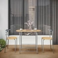 thumbnail image 4 of YEXJ 3-Piece Dining Room Table Set, Kitchen Table & Chair Sets for 2, Compact Table Set w/Steel Legs, Built-in Wine Rack for Breakfast Nook, Small Space, Apartment,31.5x21x29" (LxWxH)-Natural, 4 of 13