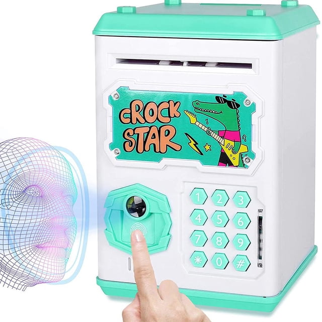 Hucha Electrónica Para Niños, Caja De Ahorro De Dinero En Efectivo, Caja De Dinero Con Bloqueo De Contraseña De Escaneo Facial Y Huellas Dactilares Vogacara FN007925-02