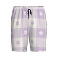 thumbnail image 3 of Yiaed Floral Purple Buffalo Plaid for Men's Soft Sleep Pajama Short Lounging Pajama Shorts-XX-Large, 3 of 8