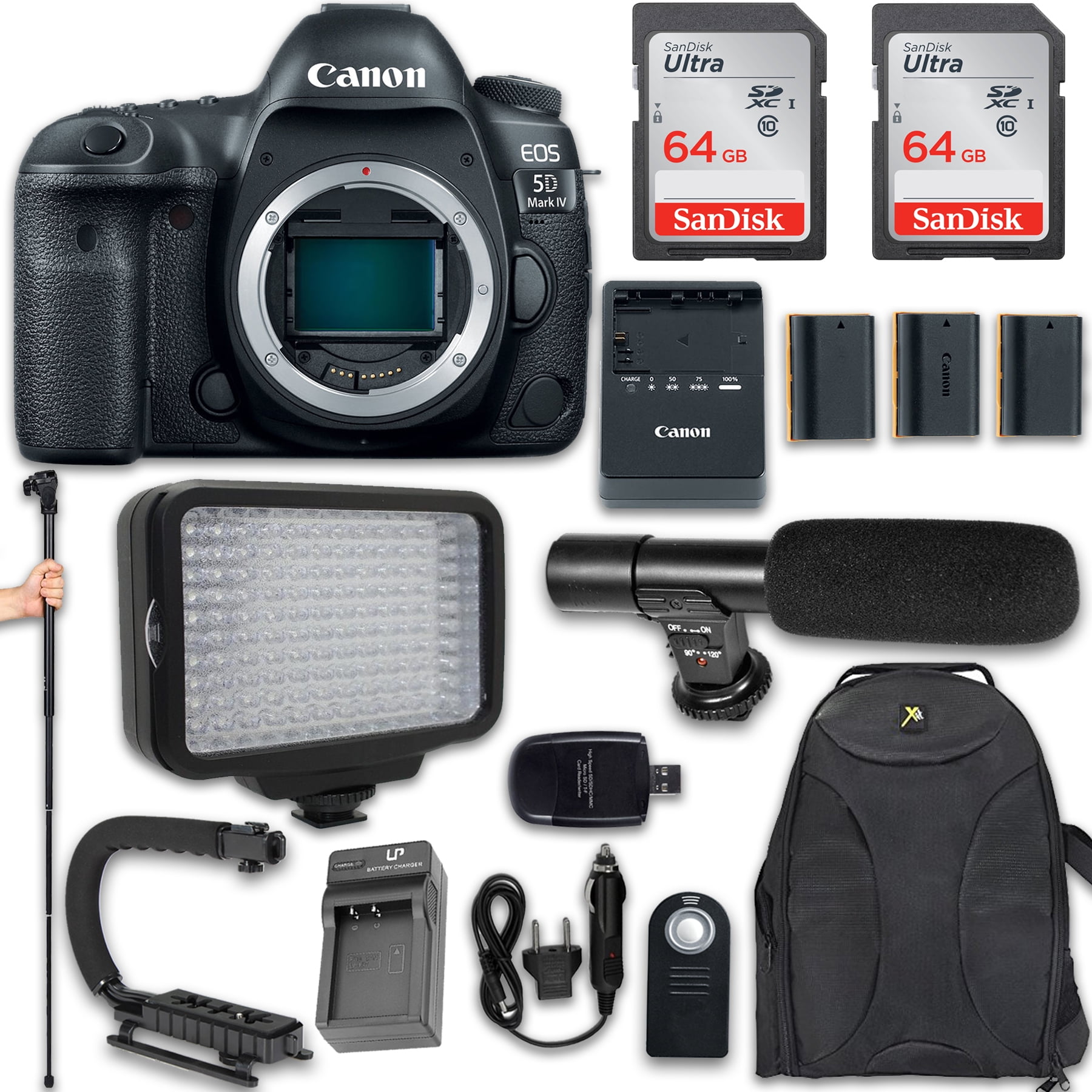 Canon EOS 5D Mark IV DSLR Camera + 120 LED VIDEO LIGHT + 3X Battery