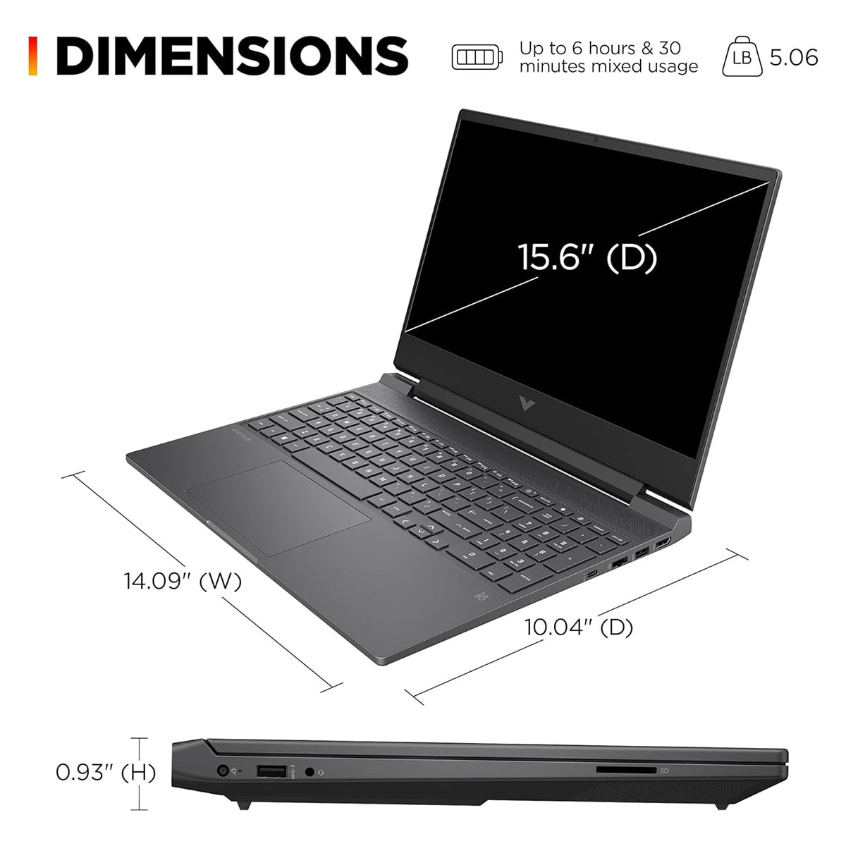 HP Victus 15-fa1029nr 15.6" Full HD 144Hz Gaming Laptop, Intel Core i5-12450H 2.0GHz, 8GB RAM, 512GB SSD, NVIDIA GeForce RTX 2050 4GB, Windows 11 Home, Black