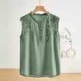 thumbnail image 5 of Embroidered Tops for Women Summer Casual Sleeveless V Neck Tank Top Lightweight Button up Loose Fit Blouse for Daily Wear, 5 of 6