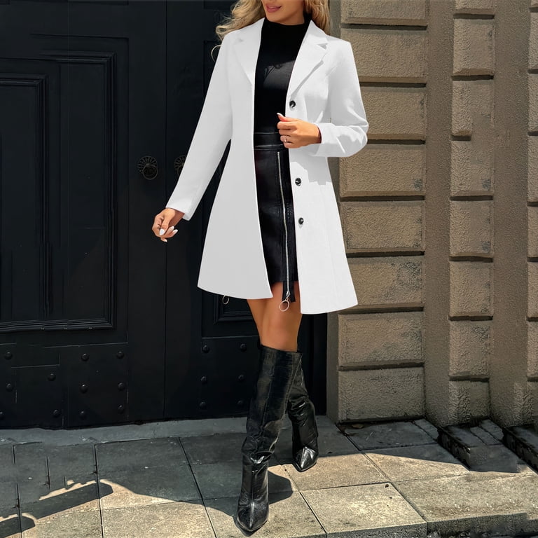 Thick Stand Collar A-line Jacket Women's Wool Blend Pea Coat