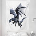 thumbnail image 1 of Dragon Tapestry, Creature Flying Digital Effects Featured Wings Illustration, Fabric Wall Hanging Decor for Bedroom Living Room Dorm, 5 Sizes, Charcoal Grey, by Ambesonne, 1 of 1
