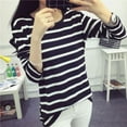 thumbnail image 3 of KEINXS Women Casual T-shirt Black White Striped Top  Neck Long Sleeve T-shirt for Spring Autumn Winter Basic, 3 of 5