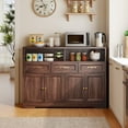 thumbnail image 3 of Noelse Bedroom Set 3 Piece, Farmhouse Coffee Cabinet with Charging Station + 2 Bedside Tables, Modern Bedroom Storage Furniture Set for Home, Brown and White, 3 of 17