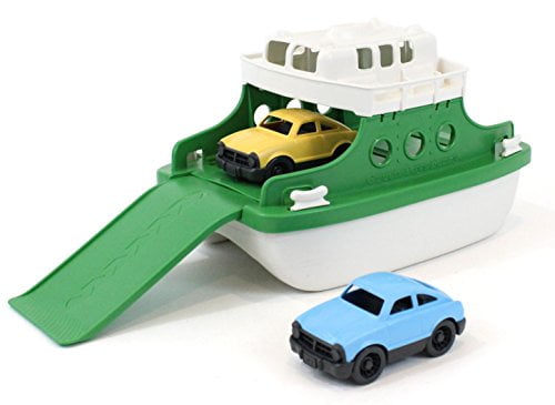 Bath Toys Green Ferry Boat Bathtub Toy Green/White 10"X 6.6"x 6.3" 