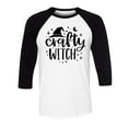 thumbnail image 1 of Crafty Witch Three-Quarter Raglan Sleeve Baseball Shirt Unisex Large White/Black, 1 of 5