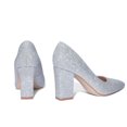 thumbnail image 6 of Zhabtuc Women's Pointed Toe Chunky High Heels Closed Toe Block Heels Slip on Pumps Dress Office Pumps Shoes for Lady Glitter Silver Size 8.5, 6 of 7