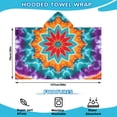 thumbnail image 2 of Colorful Tie Dye Starflower Pattern Hooded Bath Towel，50"x30" for Ages 3 To 12 Kids, Quick Dry Lightweight Soft Microfiber Hood Beach Towel Cover Up for Kids, 2 of 7