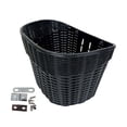 thumbnail image 3 of Bike Basket Front Easy to Install Imitation Rattan Detachable Bike Storage Baskets Women and Men Vintage Style Waterproof Handlebar Basket large black, 3 of 9