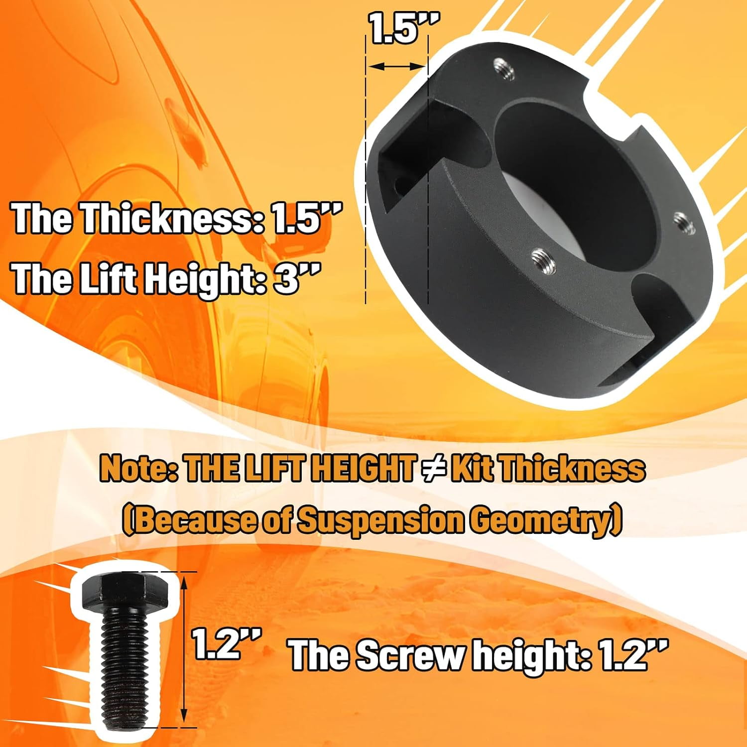 PANGOLIN 2Pcs 3" Front Leveling Lift Kit Fit for 1999-2006 Toyota Tundra 2WD 4WD Suspension Leveling Kit Automotive Professional Replacement Parts