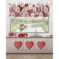 thumbnail image 2 of Window Valance for Kitchen,Valentine's Flowers Love Daisy Leaves on White Rod Pocket Curtain Valances Short Curtains Drapes Panel,Pink White Plaid Window Treatment Topper for Bathroom Bedroom,60x18IN, 2 of 8