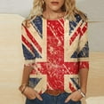 thumbnail image 2 of WREESH Womens Graphic Tees Great Britain Uk Flag T-Shirts 3/4 Sleeve Blouses for Vintage Print Shirt Casual Crew Neck Blouse Tunic Tops Red, 2 of 5