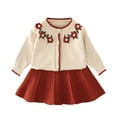 thumbnail image 2 of PInxai Girls Clothes Cute Fall 2 Piece Sets Long Sleeve Button down Tops Elastic Waisted Pleated Skirts Kids Outfits,Beige,3 Years, 2 of 5