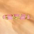 thumbnail image 3 of Ross-Simons Pink Jade "Good Fortune" Bracelet in 18kt Gold Over Sterling, Women's, Adult, 3 of 6