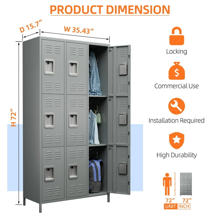 JAORD Metal Locker Storage Cabinet for Employees, 72