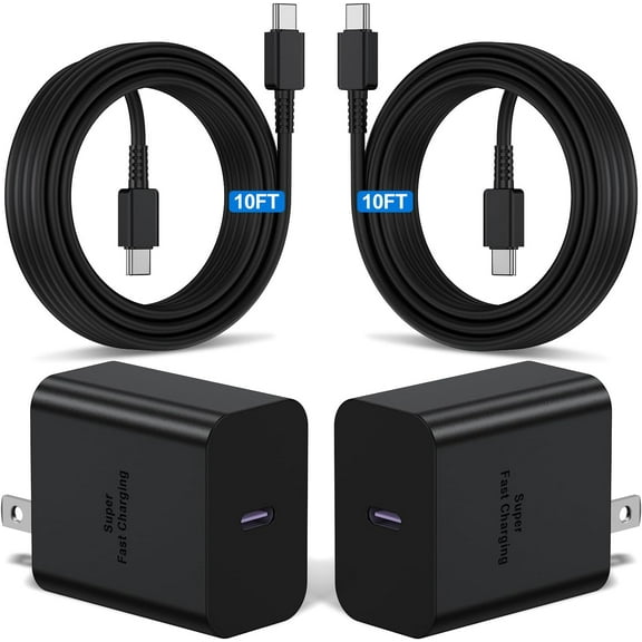 TYPPKMM 2Pack 45W Super Fast Charger Type C 10ft, USB C Wall Charging and Long Android Phone Charger Cable Cord for Samsung Galaxy S25 Ultra/S25 Plus/S25/S24 /S24 Ultra/S23 Ultra/S22 Plus/S21/Note 20