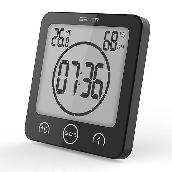 Digital Bathroom Shower Clock, Waterproof For Water Spray, Thermometer
