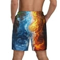thumbnail image 2 of Lsque Mens Swim Trunks Red And Blue Flame Waves Pattern - Bathing Suit Compression Liner - Beach Swim Shorts Swimwear - (S-3XL) - Stretch Quick Dry -Medium, 2 of 9