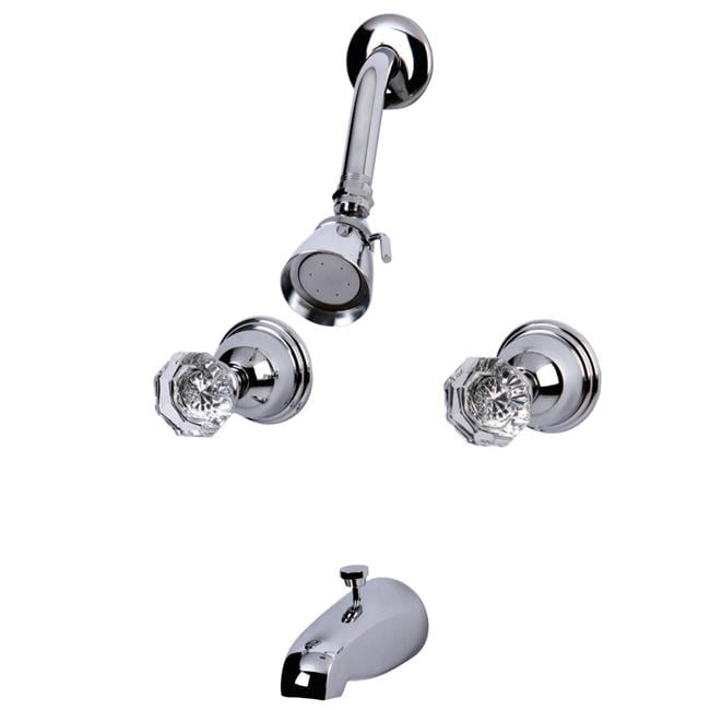 Kingston Brass KS3141WCL Two Handle Tub & Shower Faucet with Crystal