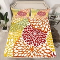 thumbnail image 2 of Homewish Dahlia Queen Sheet Sets,Retro Flower Flat Sheet,Orange Yellow Queen Fitted Sheet For Men Women,Breathable Home Decor,4 Pieces, 2 of 7