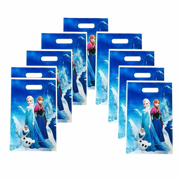 20Pcs Snow Elsa Anime Cartoon Theme Party Gift Bags, Handheld Favor Candy Bags with Carry Handle for Birthday Party Decorations Supplies
