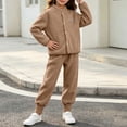 thumbnail image 6 of Acaics Girls' 2 Piece Fleece Tracksuit Set: Stand Collar Button Up Long Sleeve Jogger Outfit, Warm Loungewear for Girls Ages 1–10, 6 of 8