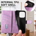 thumbnail image 5 of Flip Case for Samsung Galaxy A31 Dual SIM, 360 Degree Protection Shockproof PU Leather Wallet Phone Cover, Kickstand and 3 Card Slots, Purple, 5 of 14