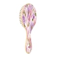 thumbnail image 2 of Wood Paddle Brush with Cushion & Round Hair Brush Lavender and Pink Flowers Detangling Brush for All Hair Types, 2 of 7