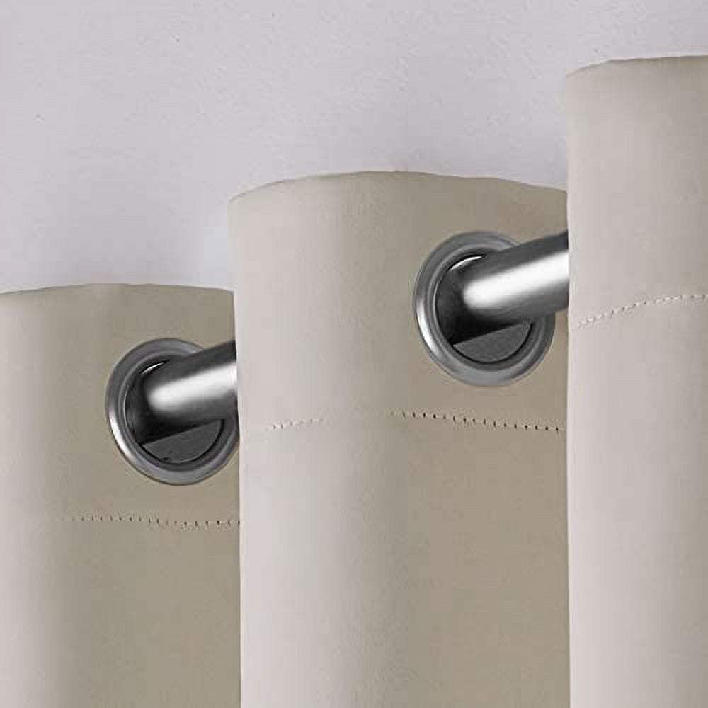 Exclusive Home Sateen Twill Woven Room Darkening Blackout Grommet Top Curtain Panel Pair, 52"x96", Linen