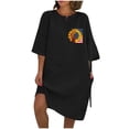thumbnail image 2 of qolati Plus Size Summer Dresses for Women 2024 Cotton Linen 3/4 Sleeve Boho A Line Midi Dress Casual Loose Crewneck Beach Vacation Sundresses with Pockets, 2 of 4
