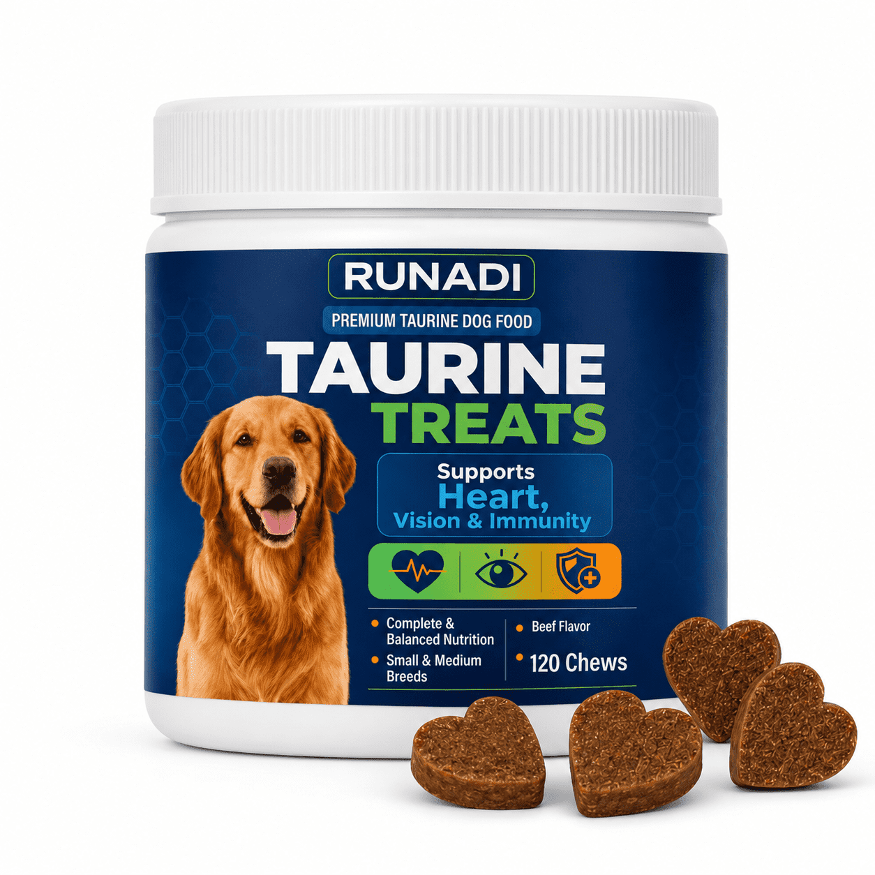 Taurine Dog Chew Treats, Beef Flavor Daily Supplement Snacks For Small & Medium Breed Dogs, Nutritional Chews to Support Overall Wellness