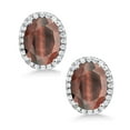 thumbnail image 2 of Gem Stone King 3.48 Ct Oval Red Tiger Eye 925 Sterling Silver Earrings, 2 of 5