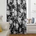 thumbnail image 6 of Black Rose Sheer Curtains 45 Inches Long, Vintage Pastoral Botanical Floral Leaves Vines Light Filering Curtains, Breathable Simi Curtain Privacy Drapes for Kitchen Bathroom Small Window Treatment, 6 of 9