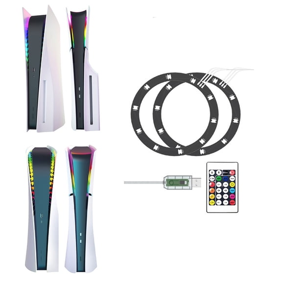 RGB LED Light Strip for PS5 Console / PS5 Slim,Decoration Accessories with Remote Control for Playstation 5 Console