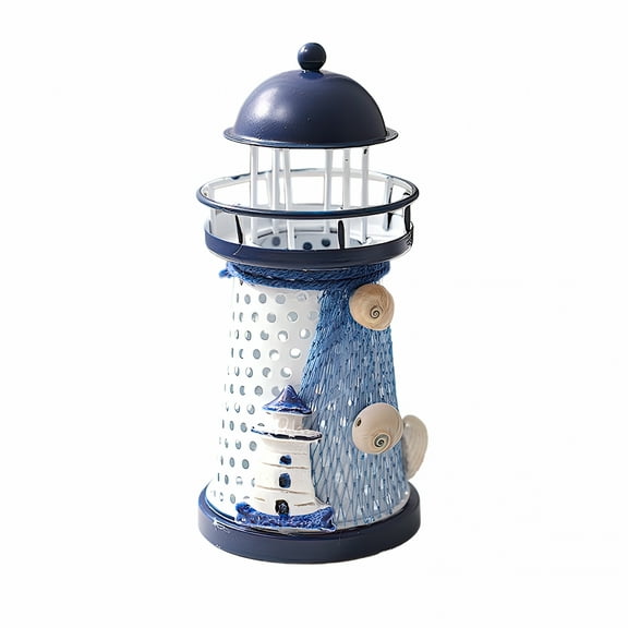 HIBIBUD Metal Handmade Craft Lighthouse Color Change Flashing Led Light Decor Lamp, Nautical Themed Home Decor, Gift for Boys