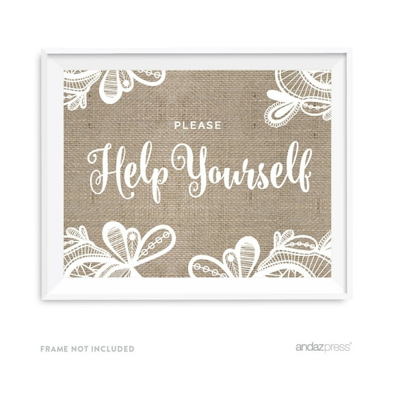 Please Help Yourself Burlap Lace Wedding Party Signs