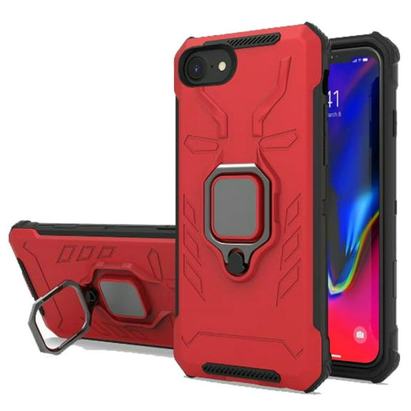 For Apple iPhone SE 2022 /SE 2020/8/7 Hybrid TPU Armor Military Protection Heavy Duty Shockproof with 360 Rotatable Ring Cover ,Xpm Phone Case [Red]