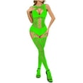 thumbnail image 2 of Elainilye Fashion Body Stockings for Women Sexy Garter Belt Sexy Hollow Out Perspective Suspender Mesh Stockings Jumpsuit,Green, 2 of 6