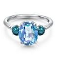 thumbnail image 3 of Gem Stone King 3.54 Ct Oval Millennium Blue Mystic Quartz Blue Diamond 925 Sterling Silver Ring, 3 of 6