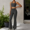thumbnail image 7 of Women's Flared Halter Neck Jumpsuit Convert to High Waist Flared Yoga Pants- Medium, Dark Gray, 7 of 7