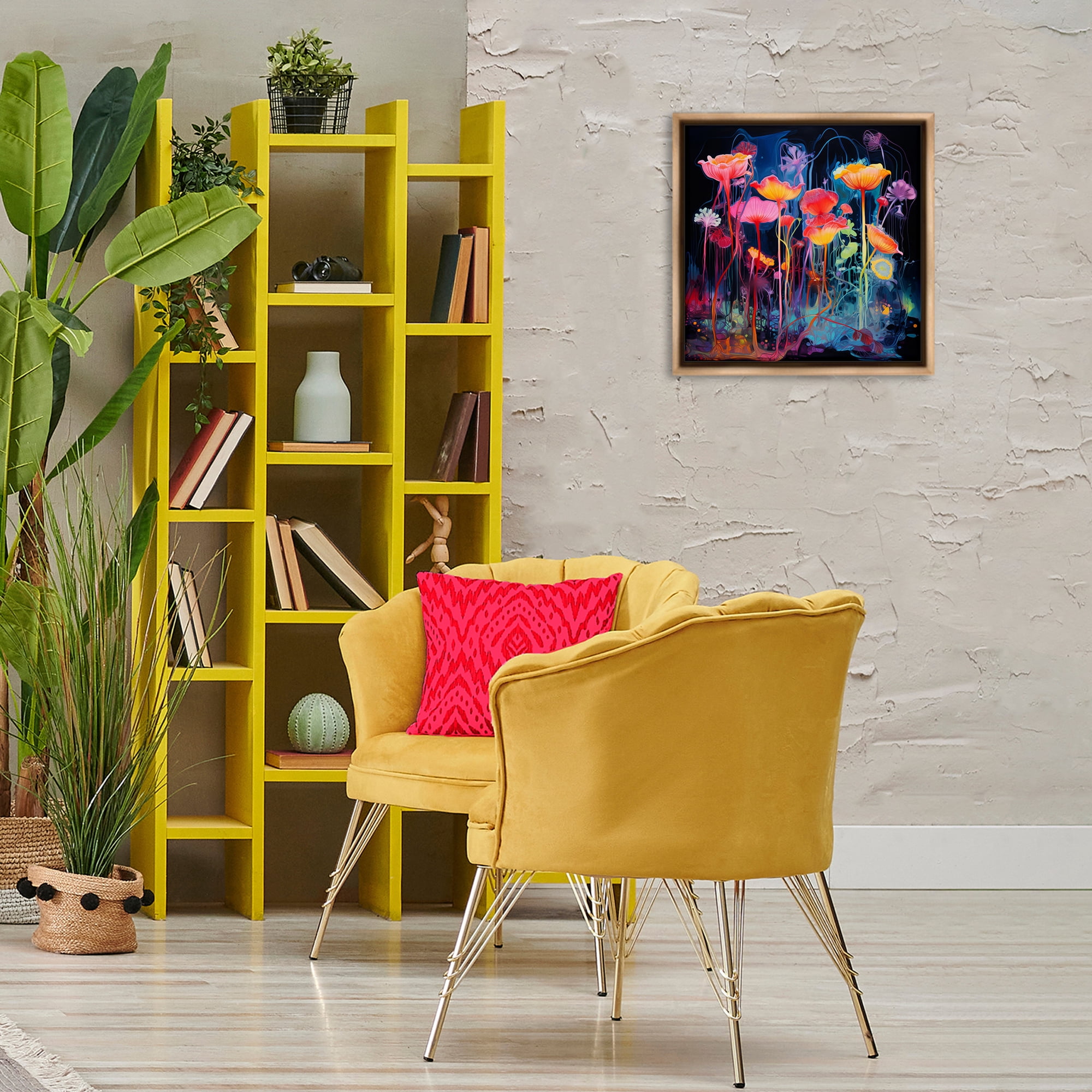 Stupell Industries Abstract Hued Blossoms Abstract Painting Brown Floater Framed Canvas Art Print Wall Art, 18 x 18