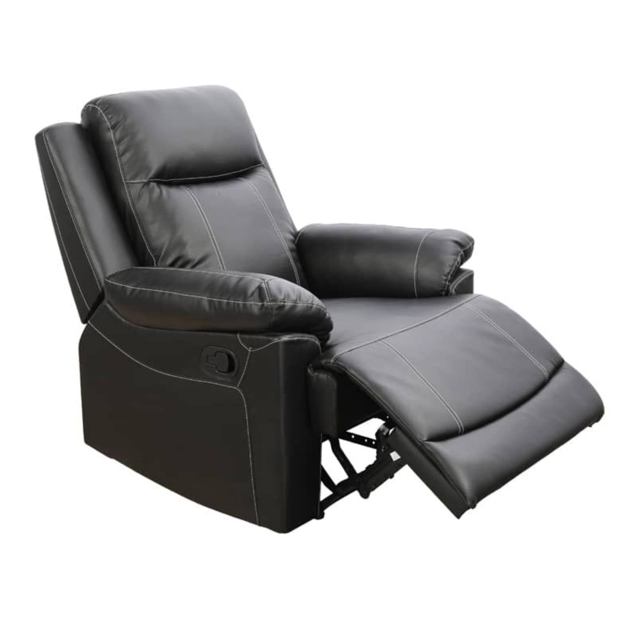 Faux Leather Reclining Chairs with Overstuffed Arm Lazy Boy Sofa Chair Manual Nursery Recliner ,Black