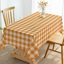Fall Buffalo Check Plaid Tablecloth Gingham Orange and White Plaid Table Cover for Thanksgiving Checkered Seasonal Country Farmhouse Kitchen Dining Room Decor